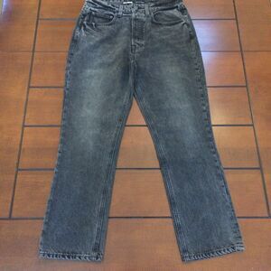 Grlfrnd karolina high rise crop black wash jeans buttonfly 28